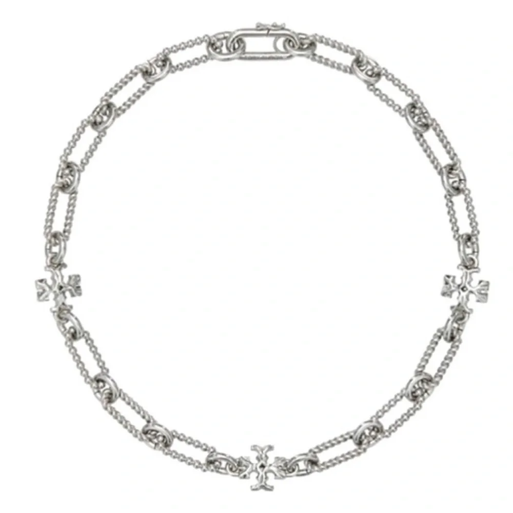 Tory Burch Roxanne Silver Logo Chain Necklace - Picture 2 of 6